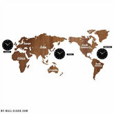 World Map Three Clocks My Wall Clock